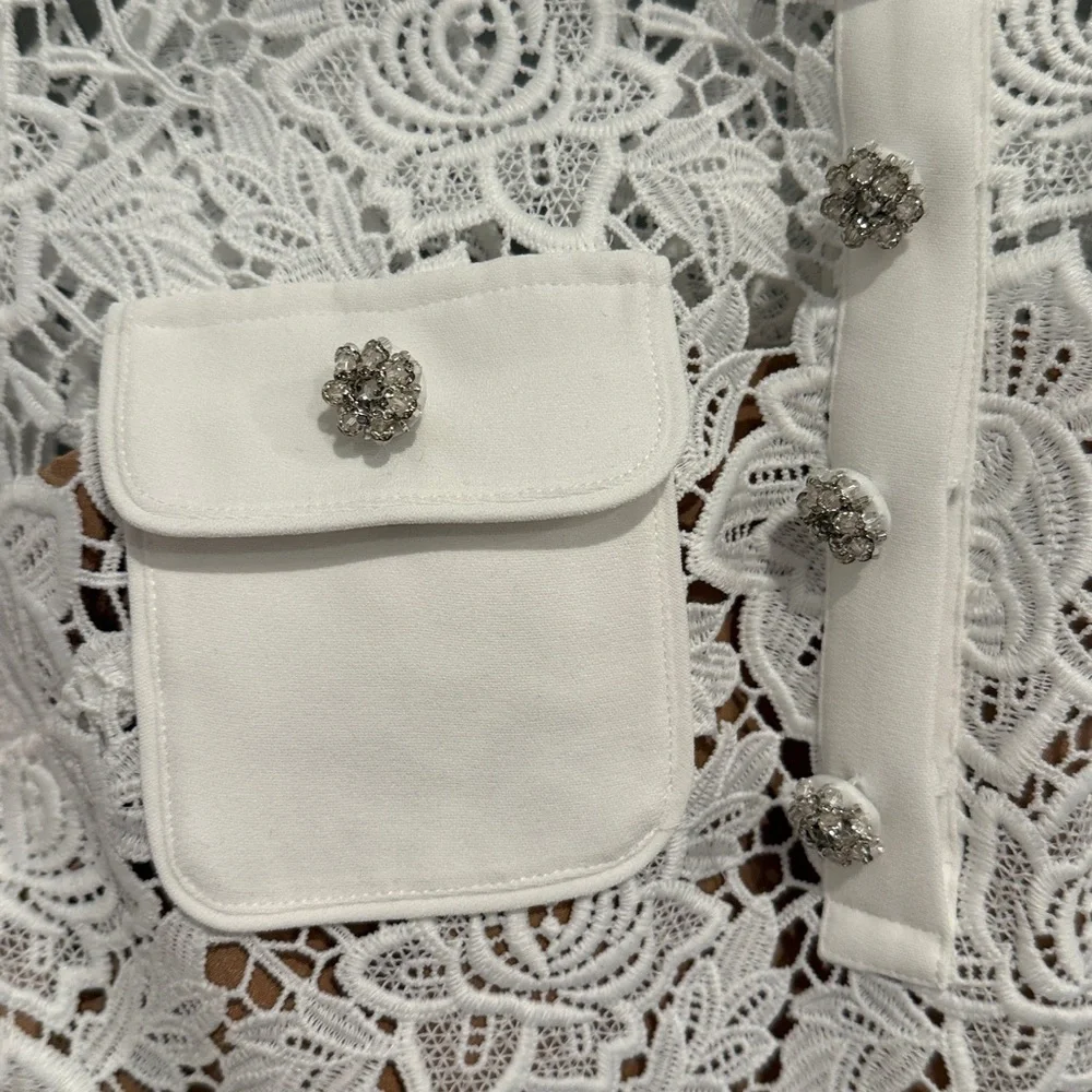 Self-Portrait White Lace Pocket Minidress - Picture 6 of 14